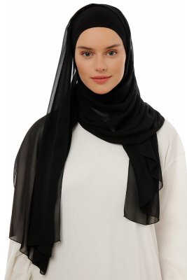 Alara Plain - Black One Piece Chiffon Hijab