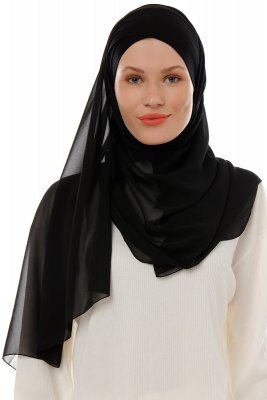 Alara Cross - Black One Piece Chiffon Hijab