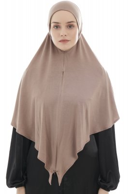 Ajda - Dark Taupe Zipper Hijab