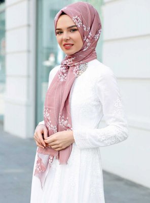 Abira - Dark Pink Patterned Hijab - Sal Evi