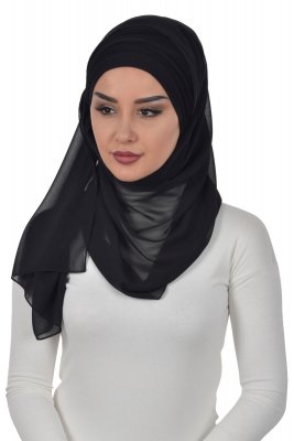 Alva - Black Practical Hijab & Underscarf