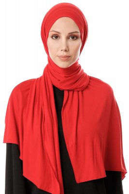 Hande - Red Cotton Hijab - Gülsoy