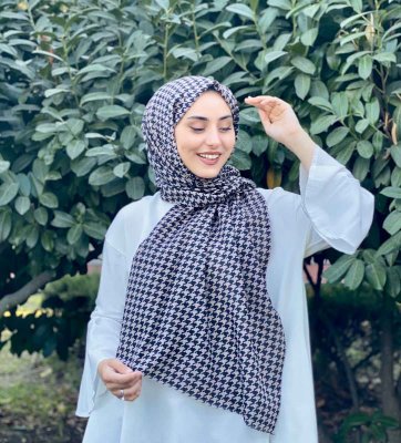 Soheila - Black & Brown Patterned Cotton Hijab