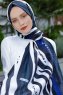 Emel - Navy Blue & White Patterned Hijab - Sal Evi