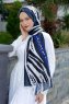 Emel - Navy Blue & White Patterned Hijab - Sal Evi