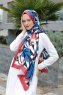 Blue Patterned Twill Hijab - Sal Evi