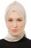 Isra Cross - Light Taupe One-Piece Viskos Hijab