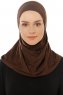 Hanfendy Plain Logo - Brown One-Piece Hijab