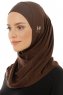Hanfendy Plain Logo - Brown One-Piece Hijab