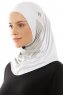 Esin - White & Light Grey & Anthracite One-Piece Hijab