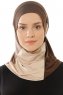 Esin - Brown & Light Taupe & Dark Taupe One-Piece Hijab