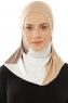 Esin - Beige & Creme & Dark Taupe One-Piece Hijab