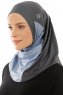 Esin - Anthracite & Light Blue & Light Grey One-Piece Hijab