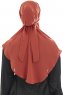 Ebrar - Brick Red Crepe Chiffon Al Amira Hijab