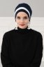 Elsa - Navy Blue & Creme Cotton Turban