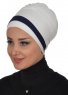 Elsa - Creme & Navy Blue Cotton Turban