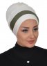 Elsa - Creme & Khaki Cotton Turban