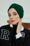 Laura - Dark Green Cotton Turban
