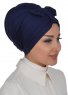 Agnes - Navy Blue Cotton Turban - Ayse Turban