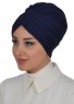 Wilma - Navy Blue Cotton Turban - Ayse Turban