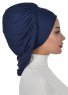 Isabella - Navy Blue Cotton Turban - Ayse Turban