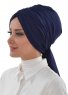 Amy - Navy Blue Cotton Turban - Ayse Turban
