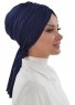Amy - Navy Blue Cotton Turban - Ayse Turban