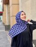 Atika - Navy Blue Patterned Cotton Hijab - Mirach