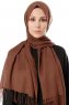 Aysel - Dark Brown Pashmina Hijab - Gülsoy