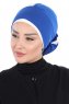 Clara - Blue & Creme Cotton Turban