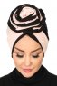 Clara - Dusty Pink & Black Cotton Turban