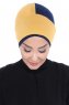 Clara - Mustard & Navy Blue Cotton Turban