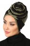 Clara - Black & Khaki Cotton Turban