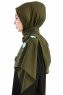 Damla Khaki Sjal Hijab Med Blommor Madame Polo 130003-3