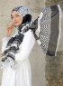Dounia - Black Patterned Hijab - Sal Evi