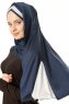 Duru - Navy Blue & Grey Jersey Hijab