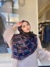 Elyas - Navy Blue Patterned Cotton Hijab - Mirach