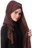 Eslem - Brown Pile Jersey Hijab - Ecardin