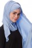 Eslem - Light Blue Pile Jersey Hijab - Ecardin