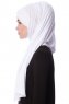 Eslem - White Pile Jersey Hijab - Ecardin
