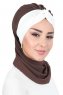 Gill - Brown & Creme Chiffon Turban