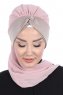 Gill - Dusty Pink & Taupe Chiffon Turban