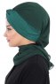 Gill - Dark Green & Dark Green Chiffon Turban