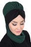 Gill - Dark Green & Black Chiffon Turban