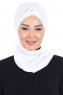 Gill - White & White Chiffon Turban