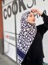 Iza - Navy Blue & White Patterned Cotton Hijab - Mirach