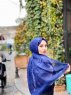 Kadifa - Navy Blue Patterned Cotton Hijab - Mirach