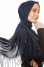 Kadri - Navy Blue Hijab With Pearls - Özsoy
