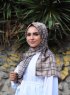 Mahmuna - Taupe Patterned Satin Hijab
