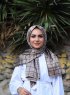 Mahmuna - Taupe Patterned Satin Hijab